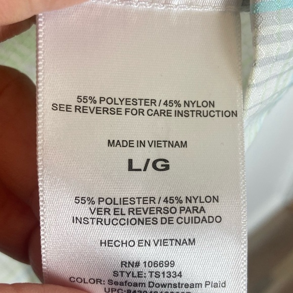 Habit Men’s Fishing Shirt Size Large Vented Short Sleeve Plaid Gray and Green - Picture 11 of 11